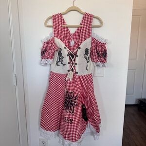 Authentic Oktoberfest Dirndl - Red and White